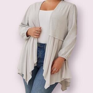 Torrid Grey Knit Hanky Hem Kimono Cardigan 2X NEW Lightweight Sz 18 20 Open Frnt